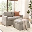 Harper 57W Loveseat & Storage Ottoman with Slipcovers - Sand Basketweave Fabric