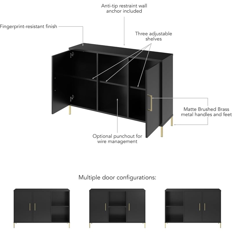 Bush Home Essence Accent Cabinet with Doors in Black Stipple