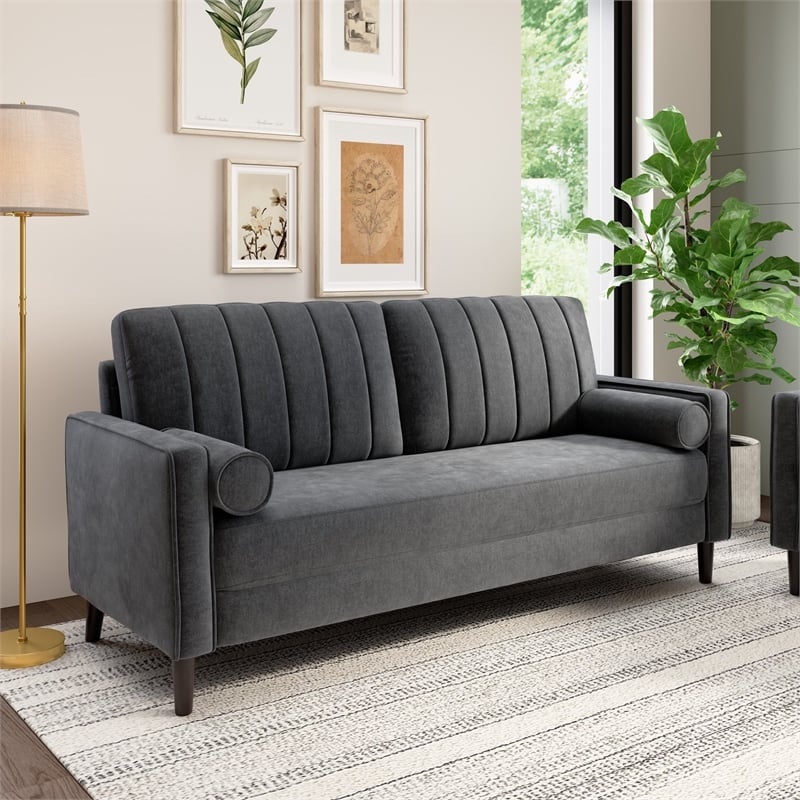 Bush Home Max 77W Sofa in Iron Gray Chenille Fabric