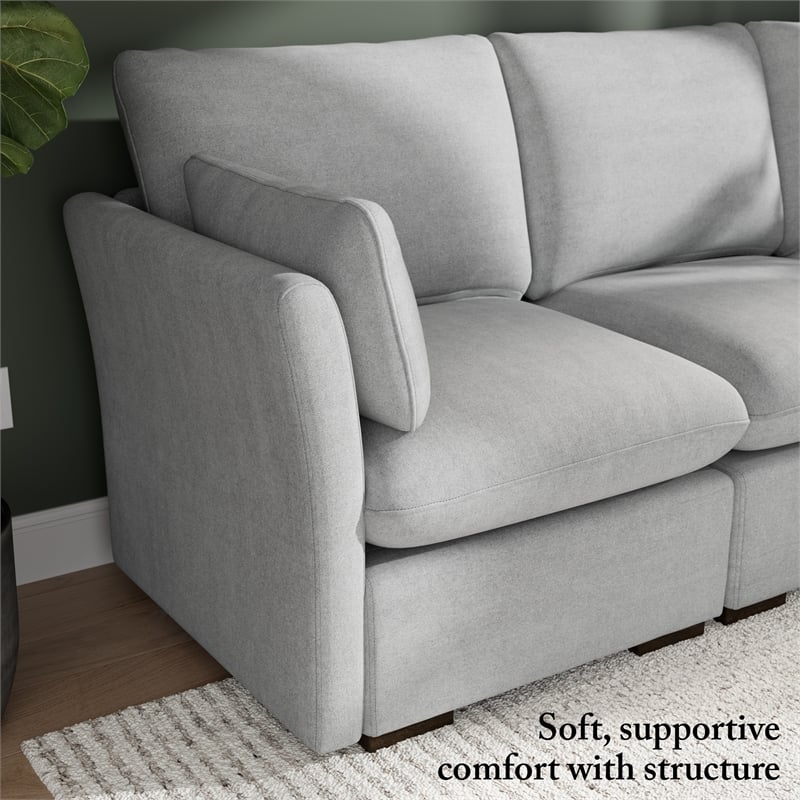 Bush Home Sienna Modular Arm Set with Pillows - Arms Only, Seating Sold Separately in Dove Gray Woven Fabric