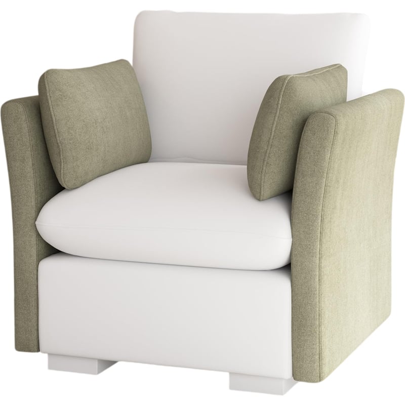 Bush Home Sienna Modular Arm Set with Pillows - Arms Only, Seating Sold Separately in Soft Green Woven Fabric