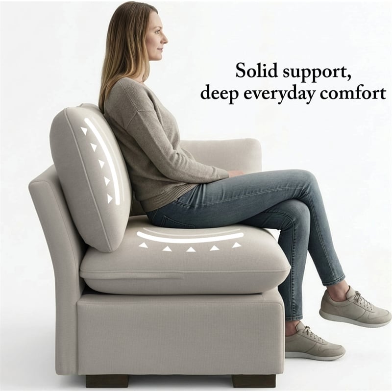 Bush Home Sienna Modular Corner Wedge in Mist Taupe Woven Fabric
