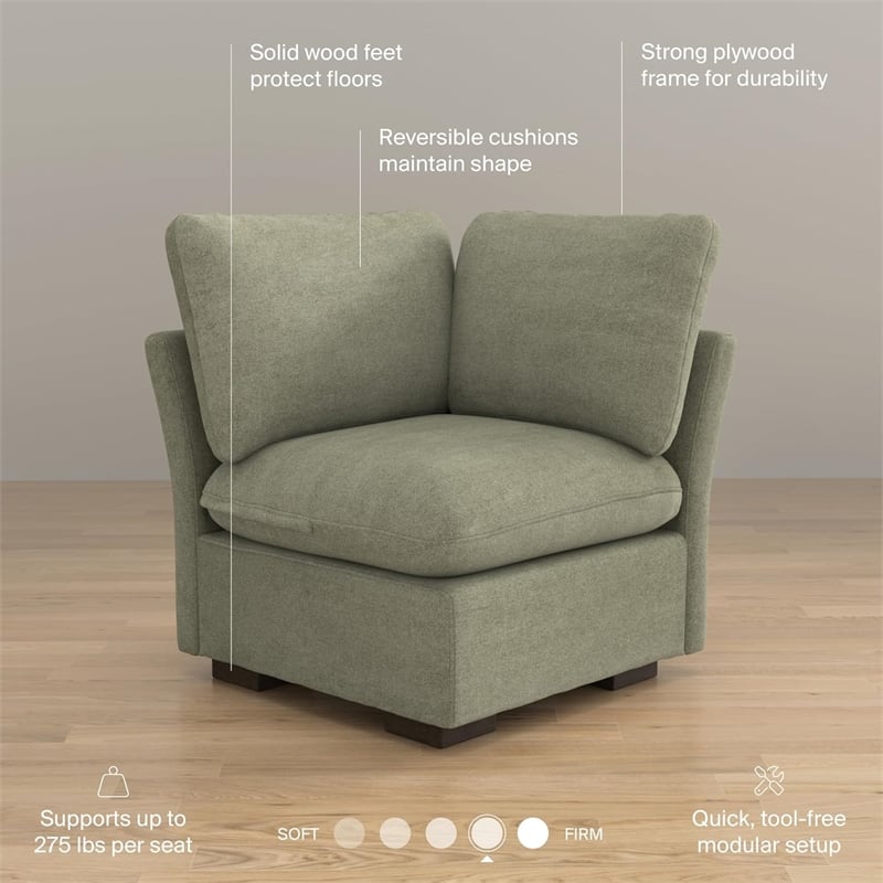 Bush Home Sienna Modular Corner Wedge in Soft Green Woven Fabric