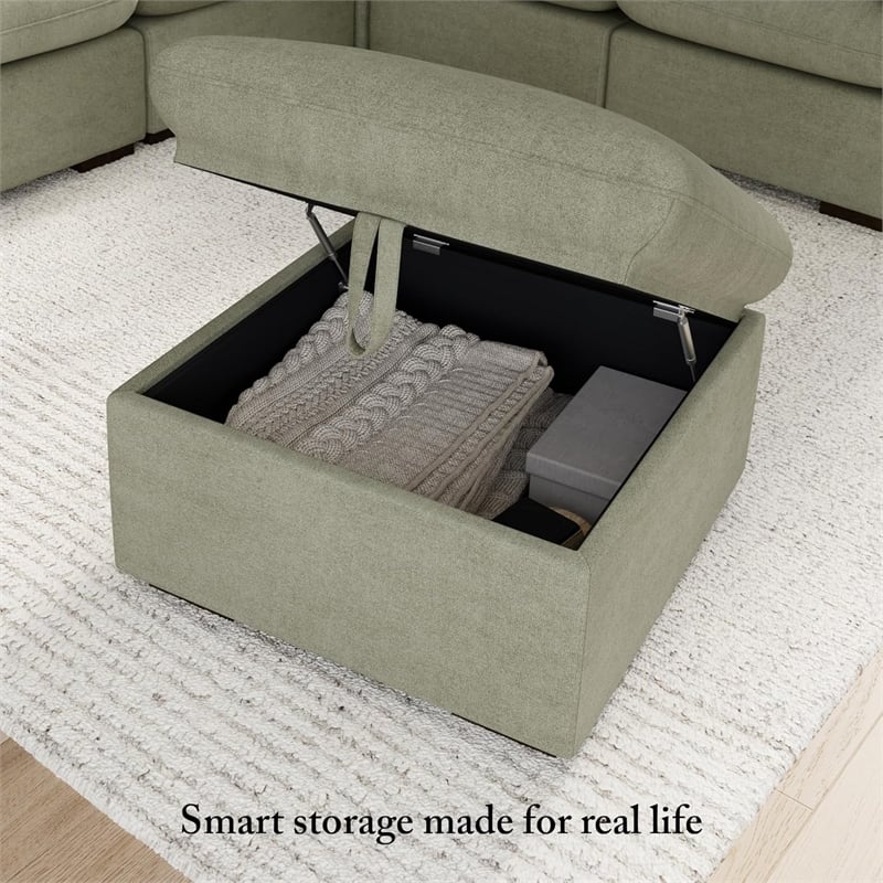 Bush Home Sienna Modular Storage Ottoman in Soft Green Woven Fabric