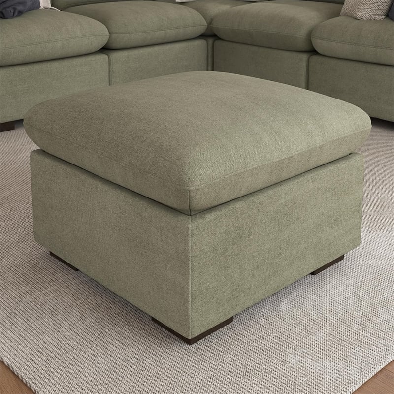 Bush Home Sienna Modular Storage Ottoman in Soft Green Woven Fabric