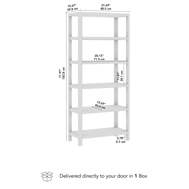 Bush Home Vera 5 Shelf Bookcase in Natural White Oak