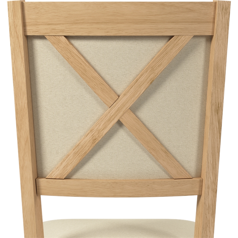 Bush Home Key West Upholstered Cross Back Dining Chair - Set of 2 in Blonde Oak