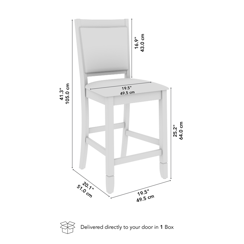 Bush Home Key West Dining Counter Height Bar Stool Upholstered with Cross Back