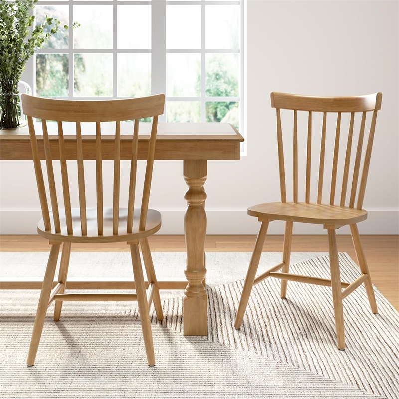 Bush Home Windsor High Back Spindle Dining Chairs - Set of 2 in Natural Honey