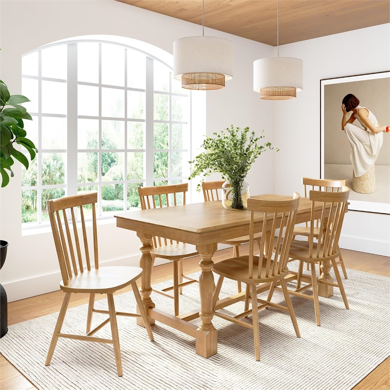 Bush Home Windsor High Back Spindle Dining Chairs - Set of 2 in Natural Honey