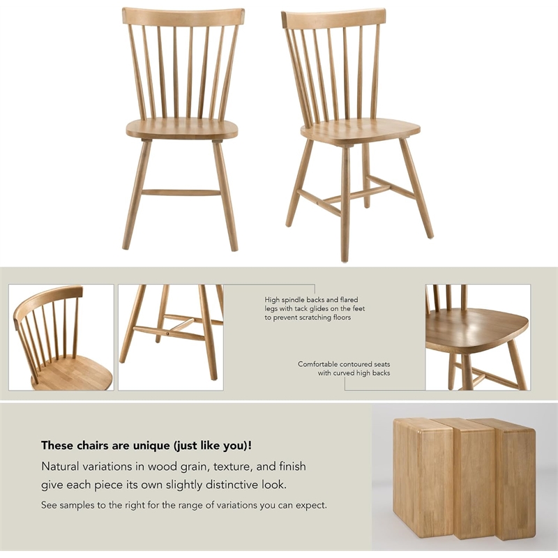 Bush Home Windsor High Back Spindle Dining Chairs - Set of 2 in Natural Honey