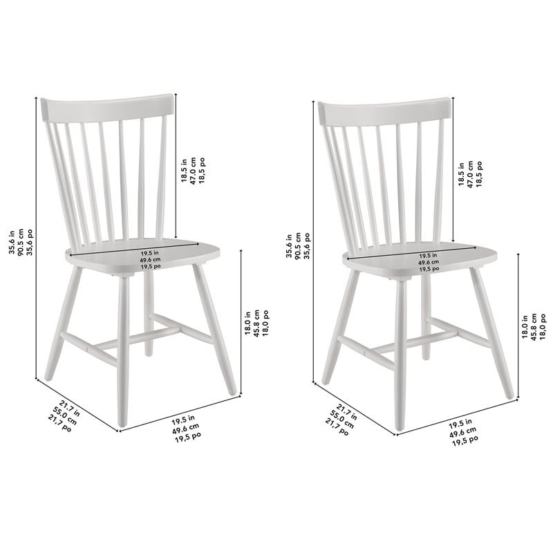 Bush Home Windsor High Back Spindle Dining Chairs - Set of 2 in White