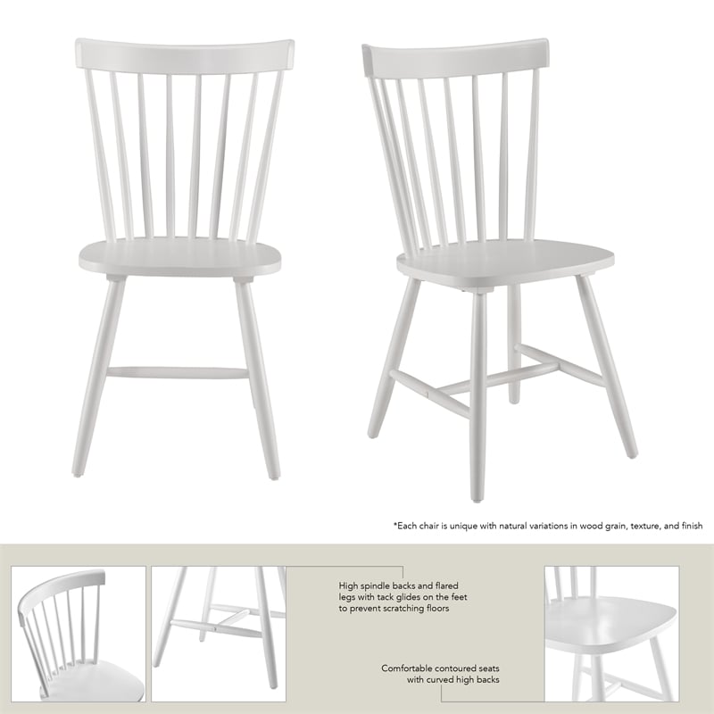 Bush Home Windsor High Back Spindle Dining Chairs - Set of 2 in White