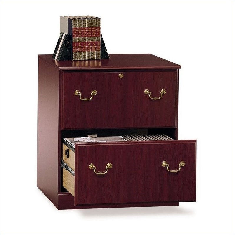 Bush Furniture Saratoga L-Shape and Lateral File Set in Cherry