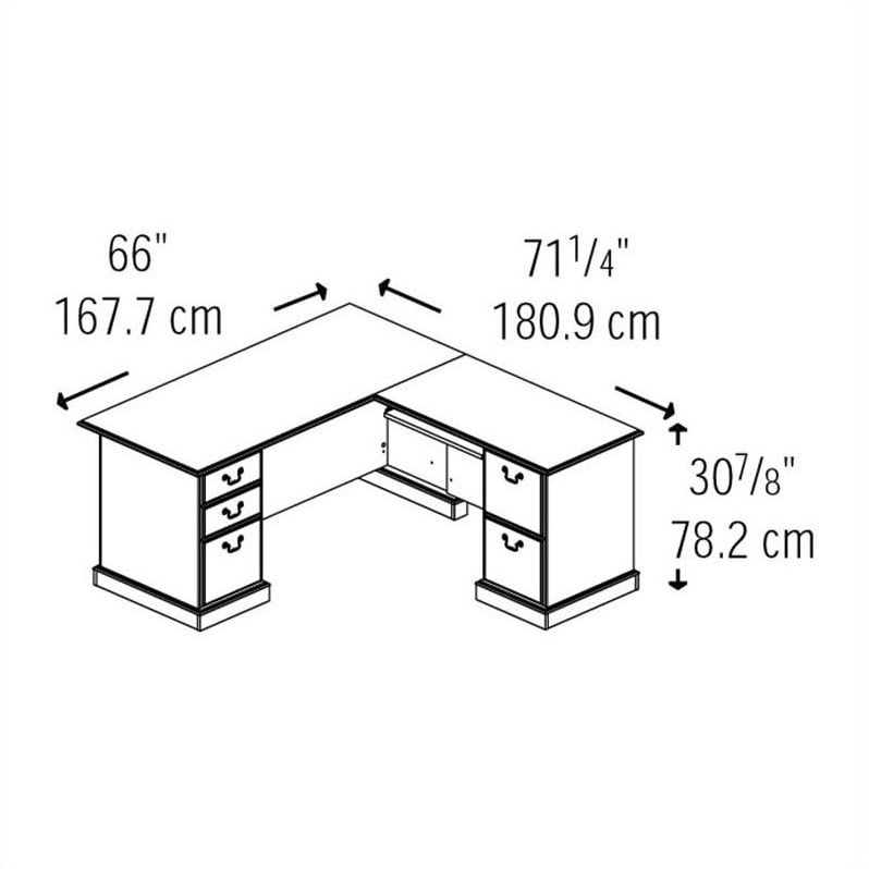 Bush Furniture Saratoga L-Shape and Lateral File Set in Cherry