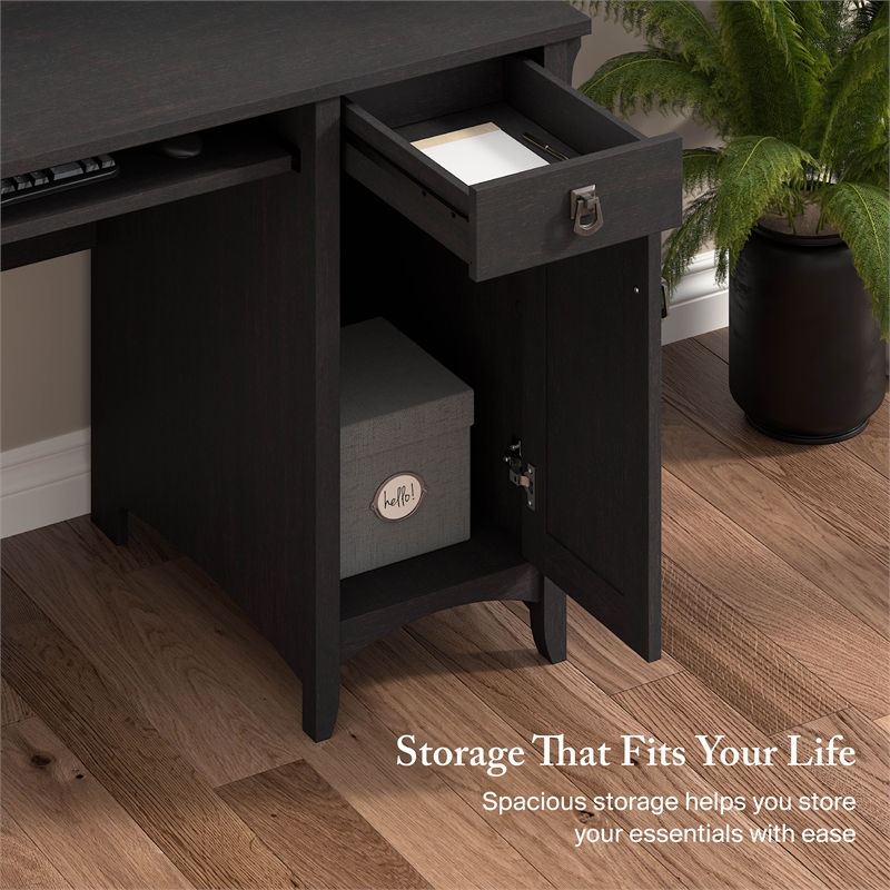 Salinas Small Computer Desk with Hutch in Vintage Black - Engineered Wood
