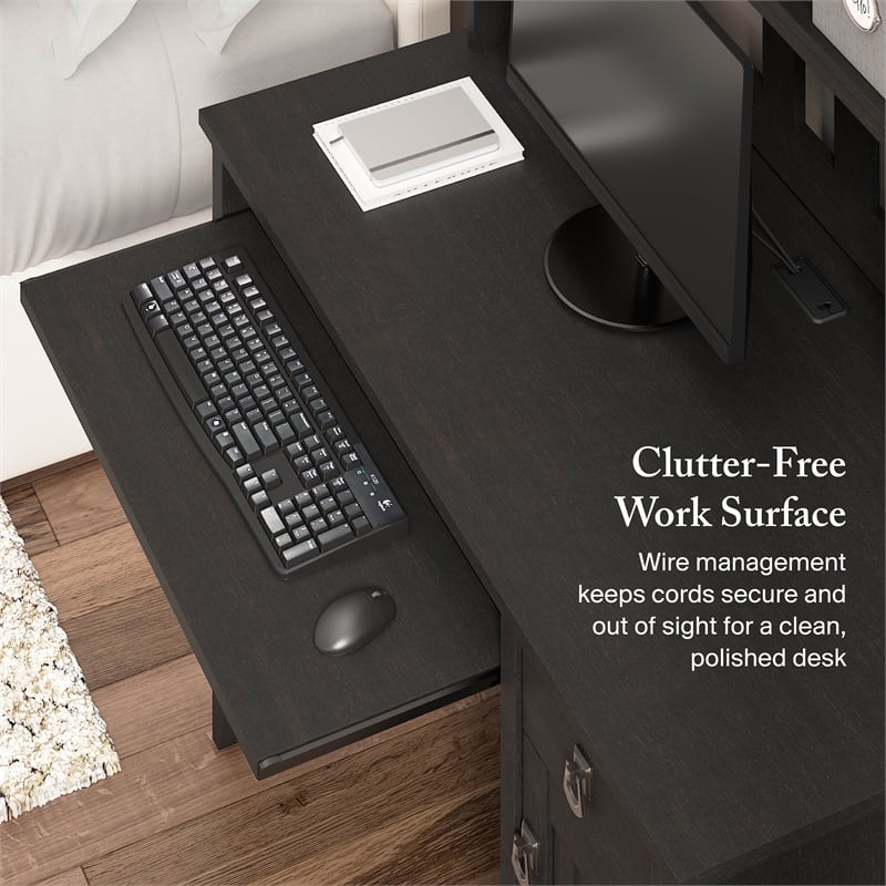 Salinas Small Computer Desk with Hutch in Vintage Black - Engineered Wood