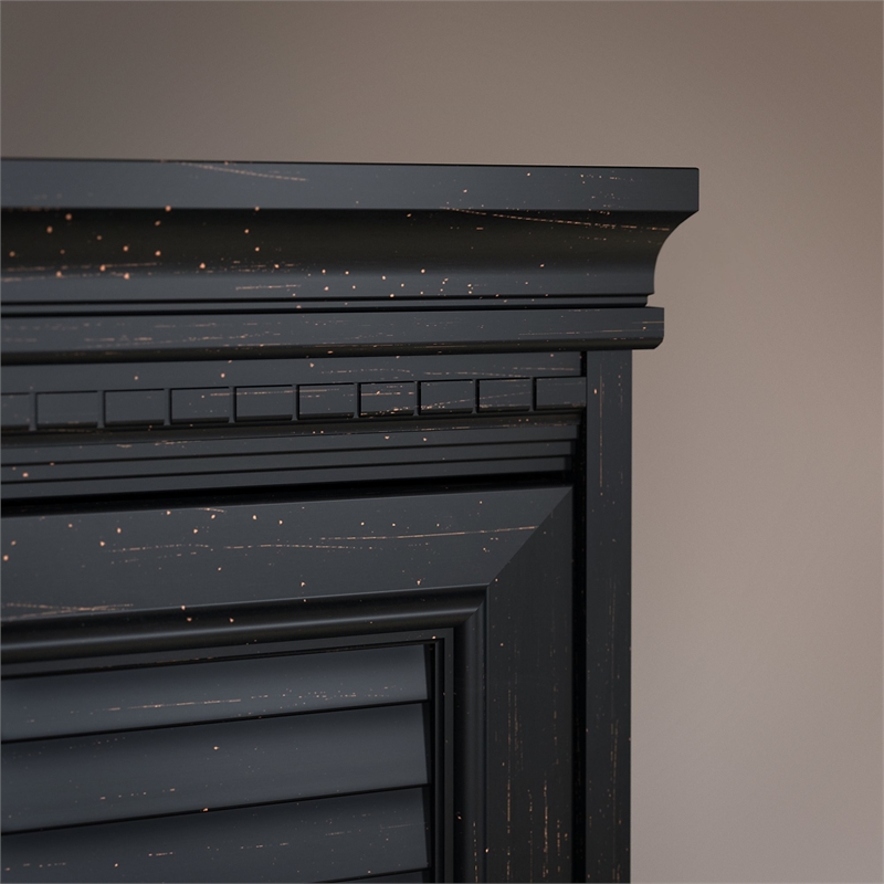 Fairview 60W Hutch for L Shaped Desk in Antique Black - Engineered Wood
