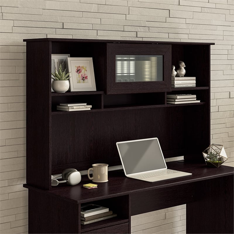 Cabot Hutch with Lifting Door in Espresso Oak - Engineered Wood
