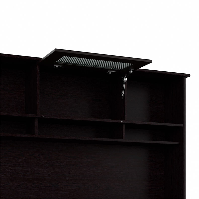 Cabot Hutch with Lifting Door in Espresso Oak - Engineered Wood
