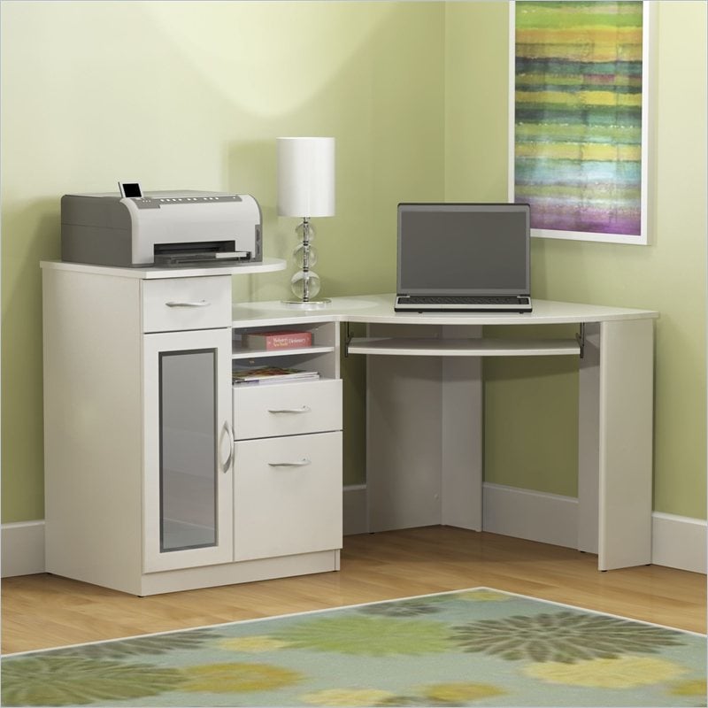 Bush Vantage Corner Wood Pure White Computer Desk | eBay