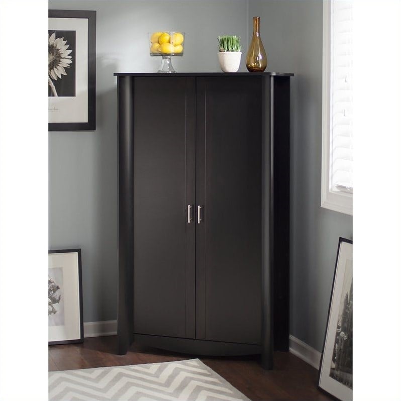 Bush Furniture Aero Tall Storage Cabinet with Doors in Classic Black ...