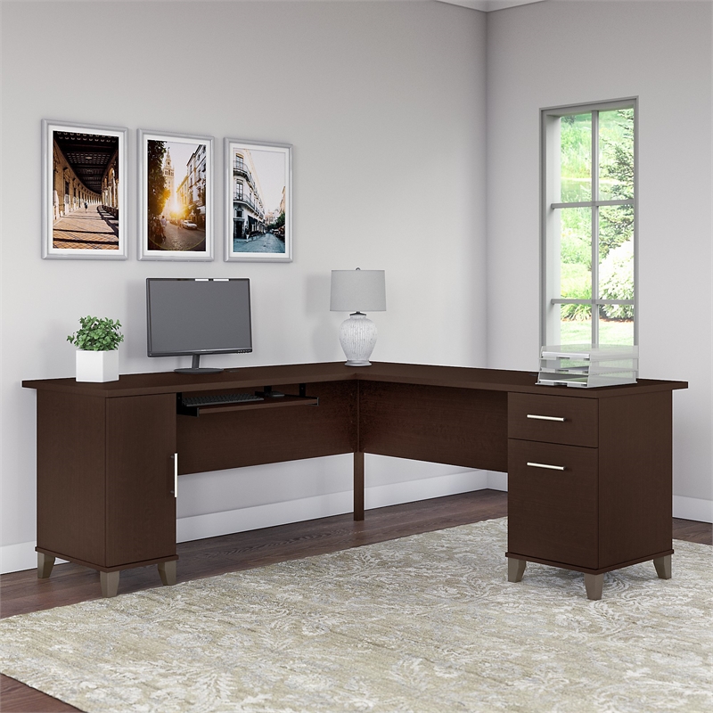Somerset 72W L Shaped Desk with Storage - Engineered Wood