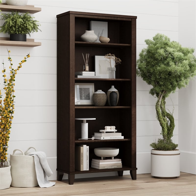 Somerset Tall 5 Shelf Bookcase in Mocha Cherry - Engineered Wood