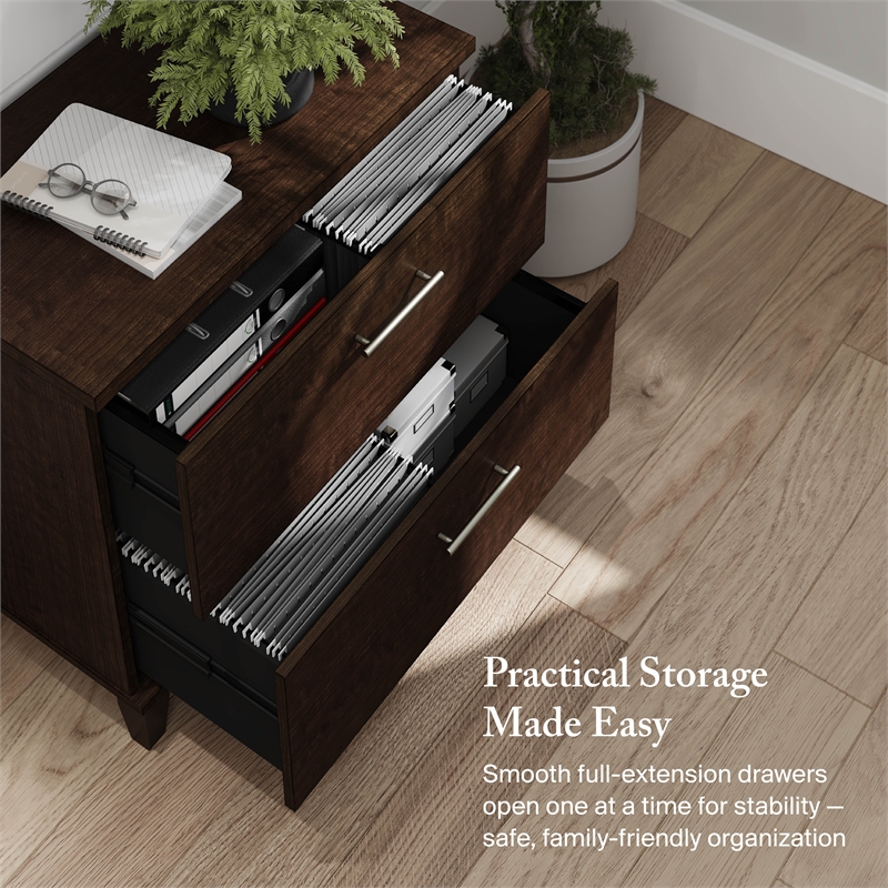 Somerset 2 Drawer Lateral File Cabinet in Mocha Cherry - Engineered Wood