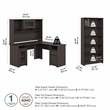 Cabot L Shaped Desk with Hutch and Bookcase in Heather Gray - Engineered Wood