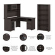 Cabot L Shaped Desk with Hutch and Bookcase in Heather Gray - Engineered Wood