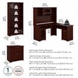 Bush Furniture Cabot L Shaped Desk 4 Piece Office Suite in Harvest Cherry