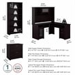 Cabot L Shaped Desk w/ Storage 4 Piece Set in Espresso Oak - Engineered Wood