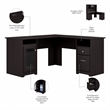 Cabot L Desk with Hutch and 5 Shelf Bookcase in Espresso Oak - Engineered Wood