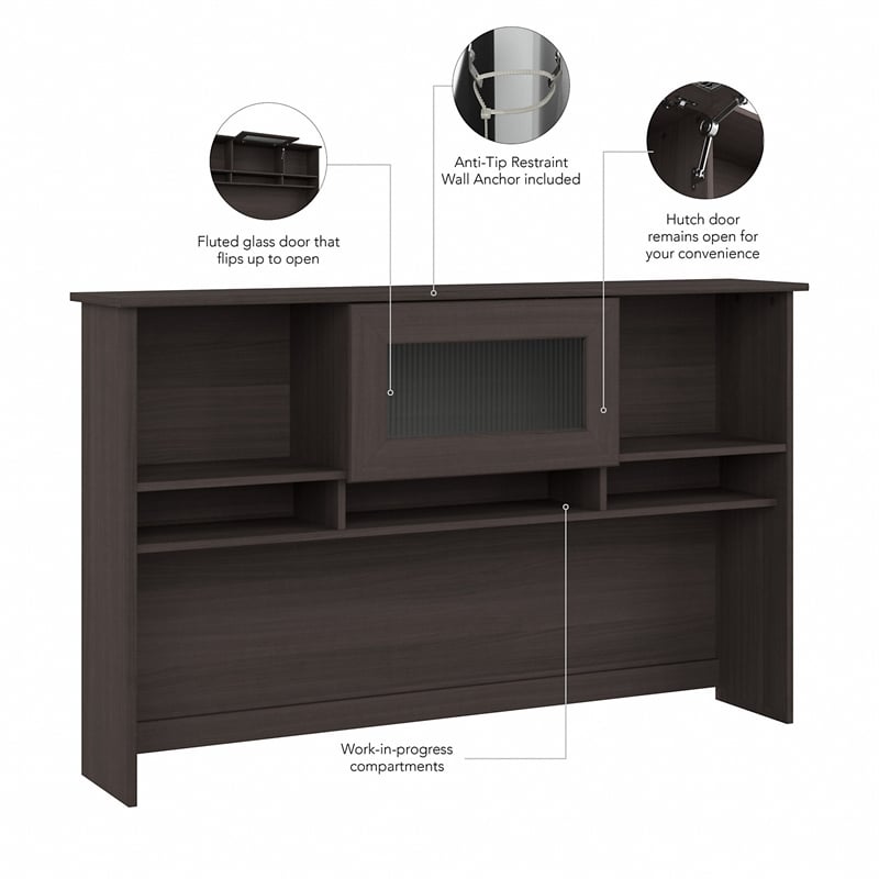 Cabot Hutch for Corner Desk or L Desk in Heather Gray - Engineered Wood
