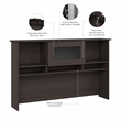 Cabot Hutch for Corner Desk or L Desk in Heather Gray - Engineered Wood