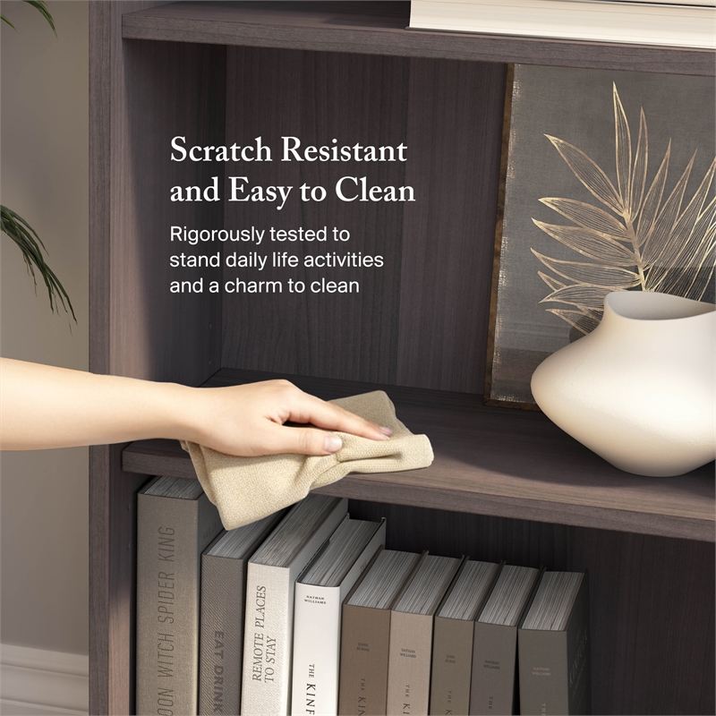 Cabot Tall 5 Shelf Bookcase in Heather Gray - Engineered Wood
