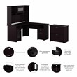 Cabot L Desk with Hutch & Lateral File Cabinet in Espresso Oak - Engineered Wood