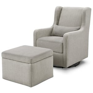 Carter's By DaVinci Adrian Swivel Glider with Storage Ottoman in Gray Linen