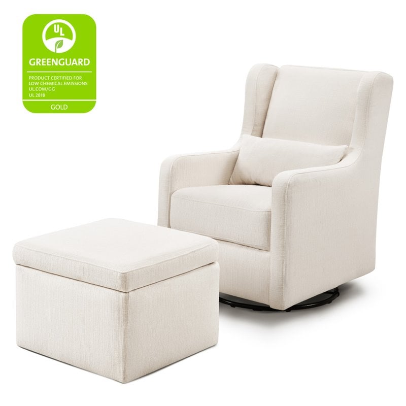 Carter's By DaVinci Adrian Swivel Glider with Storage Ottoman in Cream Linen