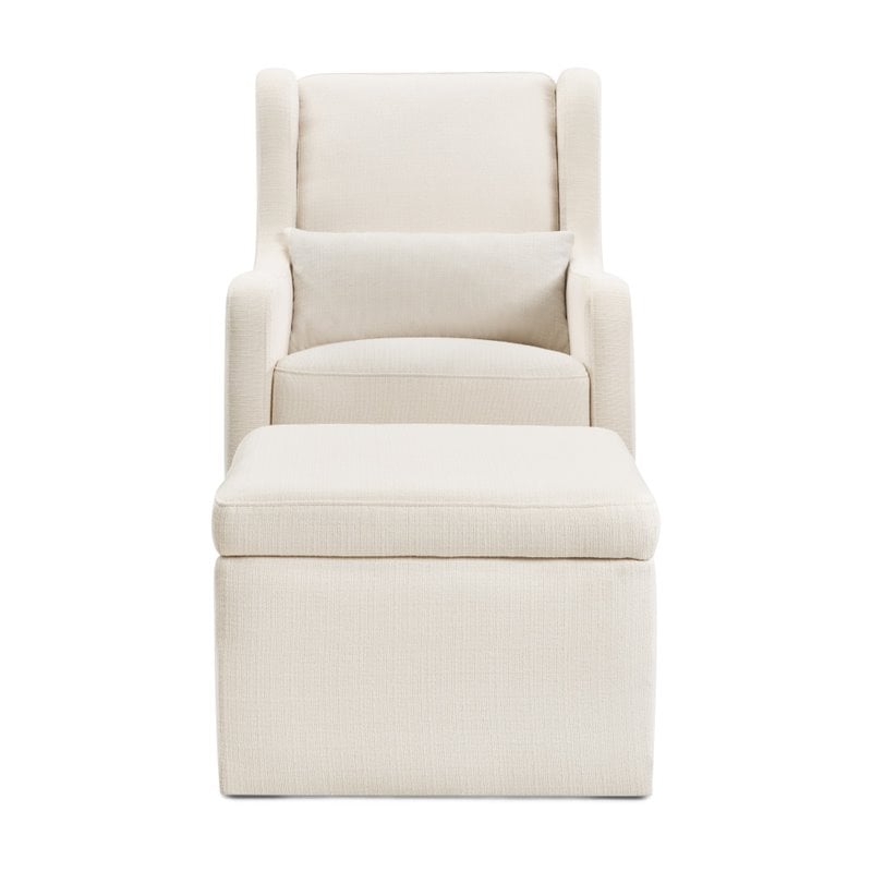 Carter's By DaVinci Adrian Swivel Glider with Storage Ottoman in Cream Linen