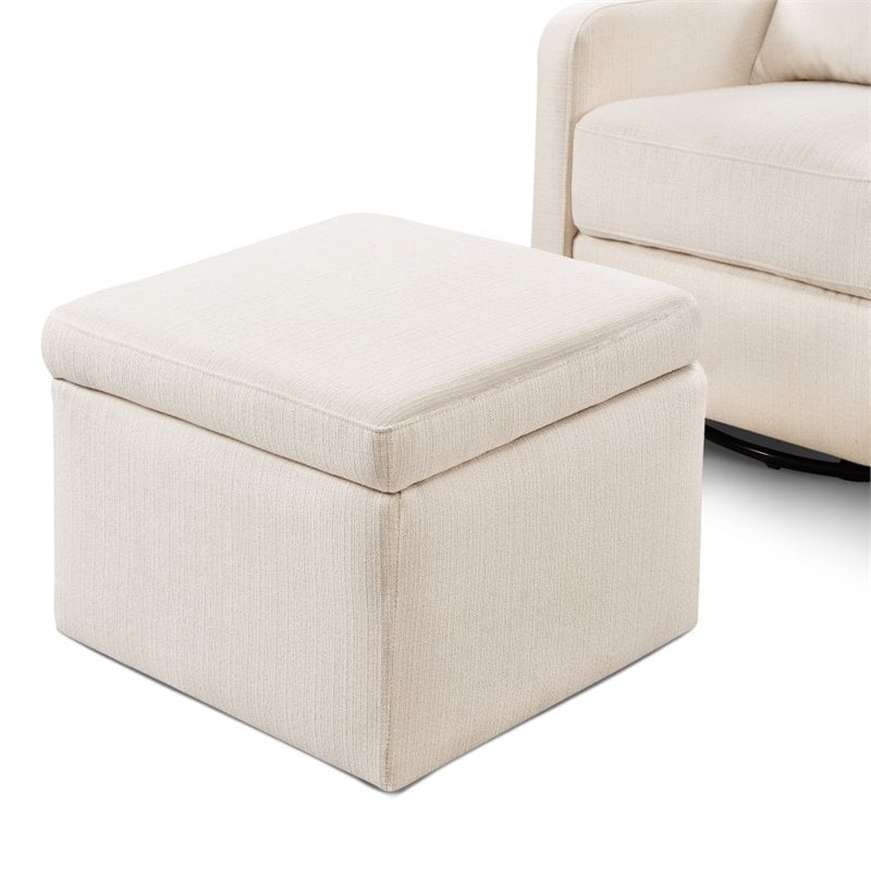 Carter's By DaVinci Adrian Swivel Glider with Storage Ottoman in Cream Linen
