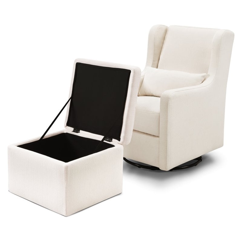 Carter's By DaVinci Adrian Swivel Glider with Storage Ottoman in Cream Linen