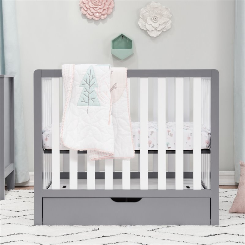 Carter's Colby 4-in-1 Convertible Mini Crib with Trundle in Gray and White