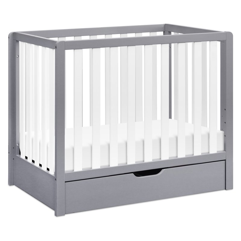 Carter's Colby 4-in-1 Convertible Mini Crib with Trundle in Gray and White