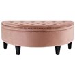 Posh Living Nathan Velvet Upholstered Half Moon Storage Ottoman in Blush Pink