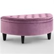 Posh Living Nathan Velvet Upholstered Half Moon Storage Ottoman in Mauve