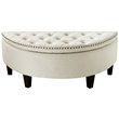 Posh Living Nathan Linen Fabric Half Moon Storage Ottoman in Cream/White