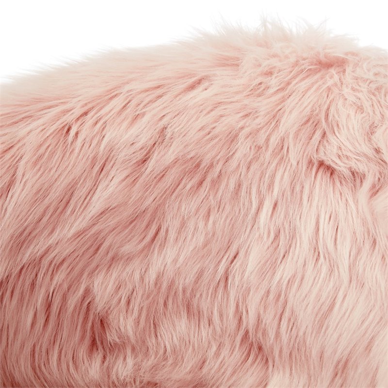 Posh Living Anthony Faux Fur Fabric Accent Chair with Metal Legs in Rose