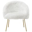 Posh Living Anthony Faux Fur Fabric Accent Chair with Metal Legs in White